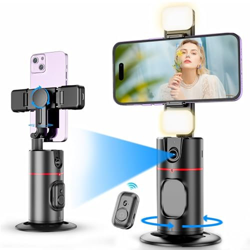 Telefonhållare för automatisk ansiktsspårning, 360° rotation ansiktsspårningsstativ, uppgraderad telefonhållare, ansiktsrotation AI gestkontroll, mobil vlog, video mobilstativ