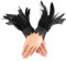 Qianyu Damen Feder Handgelenk Manschetten Schwarz Vintage Feder Manschette Spitzenflügel-Armbänder Gothic-Mesh-Armband Zubehör für Halloween Karneval Ostern Kostüm Rollenspiel Party Game