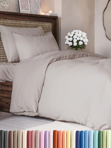 3-teiliges Bettwäsche-Set 240x220 cm mit Bettbezug und 2 Kissenbezügen 65x65 cm – Weiche, atmungsaktive und pflegeleichte Mikrofaser – Mit Reißverschluss und Eckbändern – Oeko-TEX – 3PC - Hellgrau