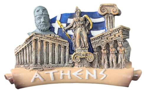 Imán 3D para nevera de Atenas, Grecia, regalo de recuerdo, resina hecha a mano, imán para nevera de Atenas, colección de decoración para el hogar y la cocina