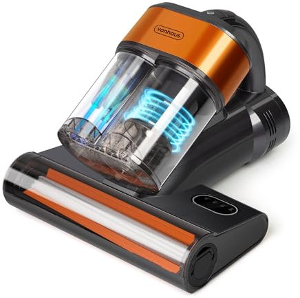 VonHaus UV Mattress Vacuum Cleaner – 4 in 1 Mite Removal Handheld Bed Vacuum with 14kPa, 8000RPM, UV-C Light Sterilization & Multiple HEPA Filtration for Bed, Carpet & Sofa – 0.6L Dust Cup, 500W, Grey