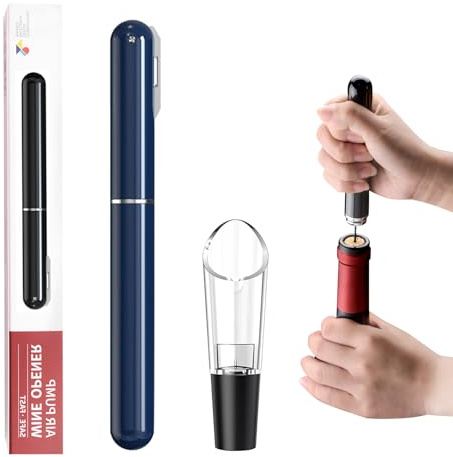 FBBULES Tire Bouchon Kit, Tire-Bouchon à Pression d'air 2-en-1 avec Coupe-Capsule, Aérateur de Vin, Ensembles d'accessoires pour Vin avec Ouvre-Lapin