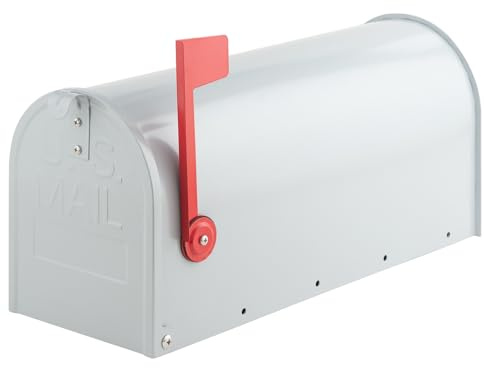 Metal Mailboxes for Outside Post Mount, RAINHOL Residential Mailbox, Galvanized Steel Heavy Duty Outdoor Mail Box, Standard Compacity, 20 x 8.7 x 6.7 inches, Gray