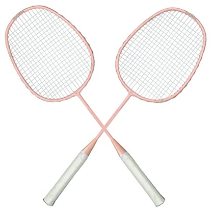 Qudinip Sportbadmintonracketset med Antisliphandtag för Barn och Vuxna Glasaktig Kollegering 2 Enheter Rosa