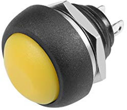 sourcing map 1pcs,12mm Amarillo Interruptor pulsador momentáneo Botón redondo plano SPST 1 NO 1 NC