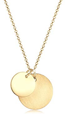 Elli Women's Pea Chain Necklace Plate Circle Duo Brushed in 925 Sterling Silver, 600, Sterling Silver, None