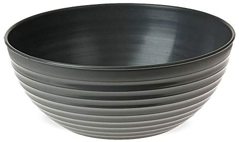 matches21 Pflanzschale recycelter Kunststoff frostsicher dunkelgrau vorgestanzte Bodenlöcher innen & außen 1 STK - Ø 28x11 cm