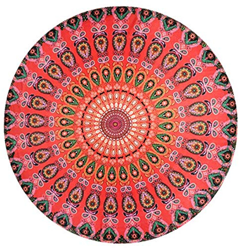 Ysoom Asciugamano da Spiaggia Rotondo Boho Coperta da Spiaggia Mandala Rotondo Tappetino da Yoga Tovaglia da Meditazione Tovaglia da Picnic Tappeto Fatto a Mano, 150 * 150 CM