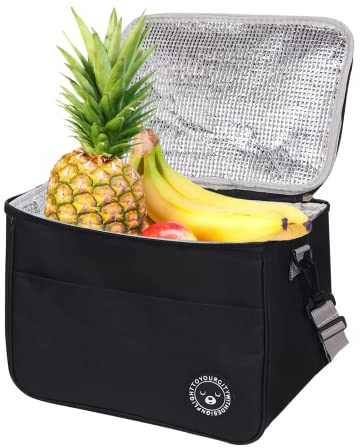 Asonen Insulated Lunch Bag Thermal Cooler Lunch Bag,13L,29 * 20 * 22cm,Water-Resistant Leakproof Soft Cooler Bag Thermal Bento Box for Work/School/Picnic (Black)