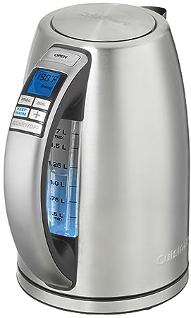 Cuisinart PerfecTemp 1.7-Liter 1500-Watt Stainless Steel Cordless Programmable Kettle with Six Presets, Stay-Cool Handle, & 360-Degree Swivel Power Base With LED display (CPK-20)