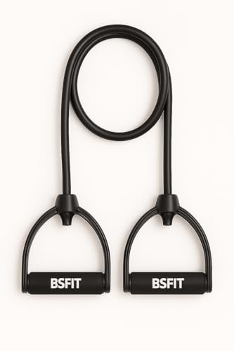 BSFIT Bandas de Resistencia con Asas, Gomas Elásticas Musculación, Cinta Ejercicios de Diferentes Intensidades, Ideal para Entrenar en casa (Negro, Pesado)
