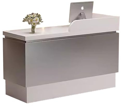 ZXDRYBHD Empfangstheke, Rezeptionstheke, Empfangsschreibtisch mit Ausstellungsregal und Abschließbaren Schubladen, für Das Kassenbüro im Salon-Empfangsraum (Color : Light Gray)