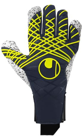 uhlsport Fußball Torwarthandschuhe Prediction Supergrip+ HN, 10, Marine/weiß/Fluo gelb