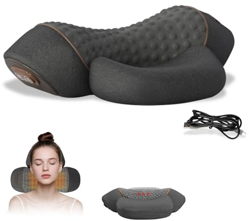 EPROICKS Masseur Cervical avec Chauffage, 2025 Oreiller de Massage Chauffant pour Le Cou avec Vibration, Masseur Cervical et Dos Électrique, pour Le soulagement de la Douleur (Noir)