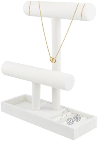 SINJEUN smyckeshållare i 2 våningar, smyckesställ med 2 delar, armbandshållare för armband, halsband och ringar