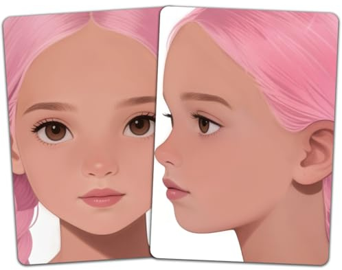 DELORIGIN 2PCS Face Painting Practice Board, Reusable Makeup Practice Board A4 Facial Profile Painting Template Stage Festival Carnival Makeup Training Tool for Face Painter Beginner (Pink Hair Woman)