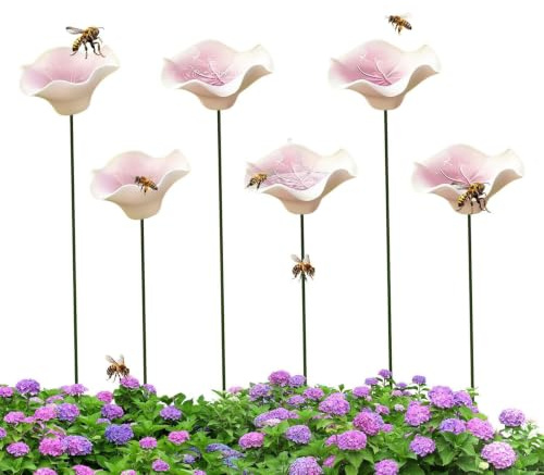 Abreuvoir à Abeilles en céramique 6 pièces Bain pour Papillons avec Fleurs