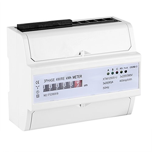 AC 220V 20 (80) A Multifunktions Digital Stromzähler hutschiene, XTM1250S-U Digitales 3 Phasen 4 Draht KWh Meter DIN Schienen 6 Stelliges Stromzähler