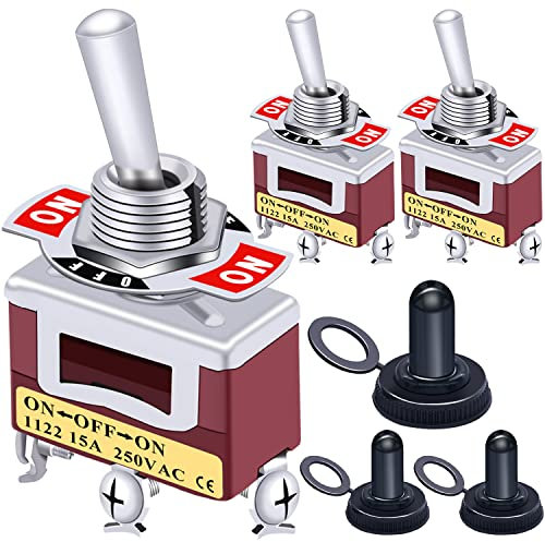 Taiss/3pcs Rocker Toggle Switch Heavy Duty 20A 125V SPDT 3 Pin 3 Position ON/OFF/ON + 3pcs Waterproof Cover Ten-1122