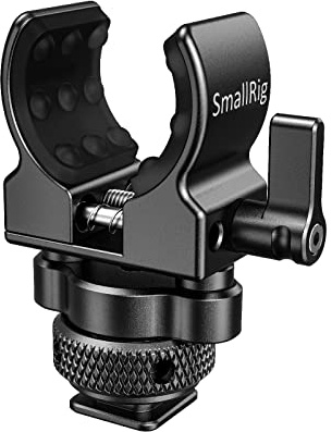 SmallRig Shotgun Microphone Holder (Cold Shoe), Built-in Soft Silicone, Bumps and Noises Absorption BSM2352