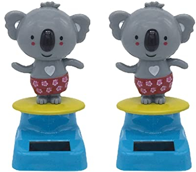 Solarbetriebenes Wackelkopf Spielzeug,2PCS Niedliche Tanzende Koala Auto Armaturenbrett Dekoration Wackelfiguren Auto Innenraum Zubehör Tanzende Spielzeug Dekofigur für Schreibtisch Schlafzimmer