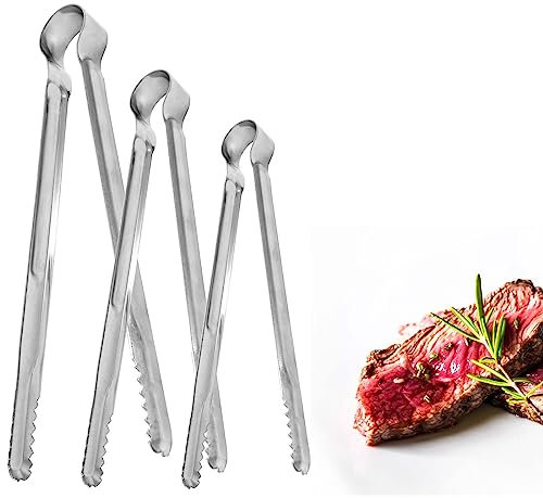 Hitefu Lot de 3 pinces coréennes pour barbecue, pinces de cuisine en acier inoxydable, pinces antidérapantes pour la cuisson du barbecue, des salades