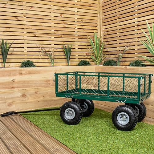 Samuel ALEXANDER Heavy Duty Green Metal Garden Festival Cart Truck Trolley Wheelbarrow-Garden trolley on wheels