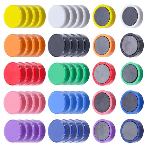 CONNECTION 50 Stück Magnete Bunt,Magnete für Magnettafel,Kühlschrankmagnete,Magneten Whiteboard Kleine Rund Dekorative Magneten Stark für Schließfach Foto Schule Magnetwand Pinnwand (10 Farben)