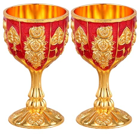Cabilock Gobelet À Calice 2 Pièces Gobelet À Vin Médiéval Tasse Royale Médiévale Verres À Shot En Métal Vintage Tasse À Boire Nouveauté Romantique Gothique Tasse D'église Pour