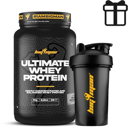 Pack BigMan Ultimate Whey Protein 1 kg + Shaker de REGALO PRO | Aumenta el crecimiento muscular | Entrenamientos intensos | Máxima asimilación (1 KILO, Chocolate)
