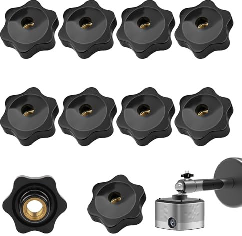 Nuqin Wing Bolts, 10PCS M8 Star Knobs Quick Release Bolts for Machinery and Industrial Equipment, Female Knob Screws Nuts (Black)