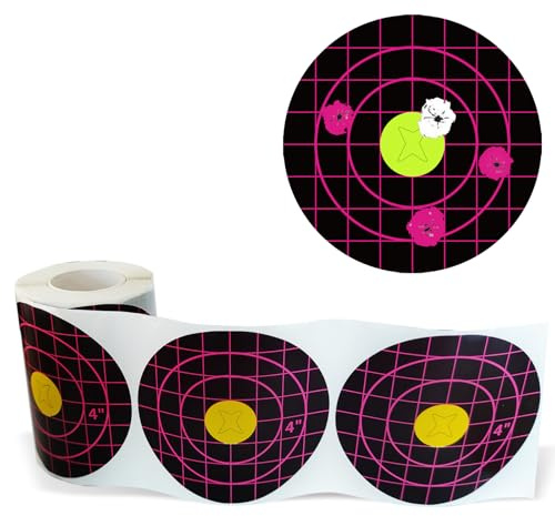 200 Splatter Shooting Targets Fluorescerande vit och roströd 10,2 cm Reaktiva pappersmålklistermärken Självhäftande målrulle för BB-pistol, pelletspistol, airsoft, gevär inomhus och utomhus skjutbana