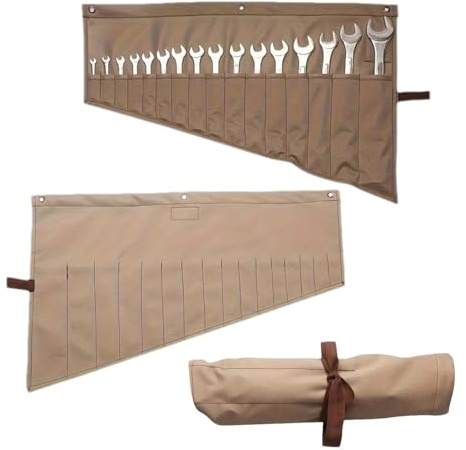 Rollo de herramientas para llaves con 16 bolsillos,Bolsas enrollables de herramientas,Bolsa de Herramientas de Lona Llave Organizador,Bolsa de herramientas de almacenamiento de llaves