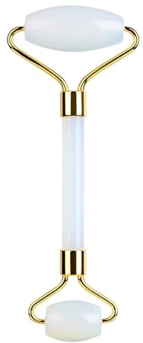 White Jade Face Roller – Natural Stone Facial Massager Roller for Anti-Aging, Puffiness, Dark Circles & Skin Rejuvenation – Eye & Face Massage Tool for Women & Men
