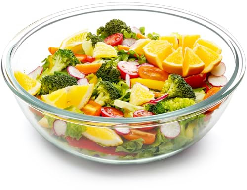NUTRIUPS 6.2L Large Glass Bowls, 30cm Large Salad Bowls for Serving