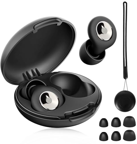 Tappi Orecchie Dormire, Tappi per Orecchie Antirumore Nero, Riutilizzabile Silicone Earplugs for Sleeping Protezione Udito per Lavoro, Feste, Viaggi, Concerti, XS/S/M/L