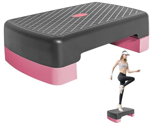 Stepper Aeróbico | Stepper Portátil Para Entrenamiento En Casa Con Altura Ajustable - Equipo Fitness Antideslizante de 45 cm para Gimnasio, Cardio y Aeróbicos en Interiores