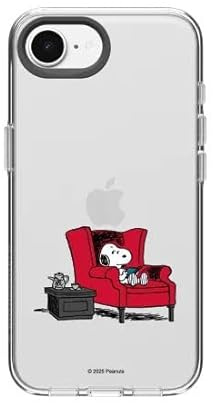 RhinoShield Clear Compatible avec [iPhone 17e / 16e] | Résiste au jaunissement, Haute Transparence, Coque de Protection Clear - Noir Contour objectifs Photo [Snoopy/Coin Lecture]