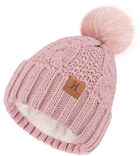 ZASFOU Donna Cappello Invernale Caldo Ciniglia Maglia a Trecce Berretto Pompon Morbido Cappelli Pile Foderati Regalo per Donna