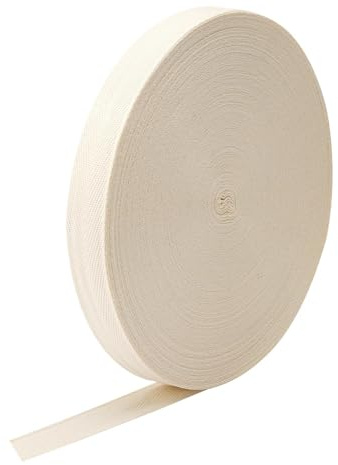 50 Meters 25mm Cotton Twill Tape Cotton Bias Binding Tape Webbing, Beige