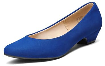 DREAM PAIRS Womens Mid Block Heels Ladies Low Court Shoes Wedding Shoes Round Toe Pumps,Size 8,Royal/Blue,Mila