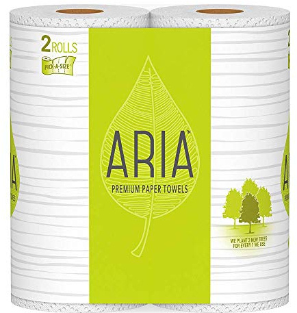 Aria, Earth Friendly Paper Towels, 2-Count