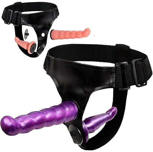 Juego de consolador con correa para lesbianas, consolador anal y consolador doble de 12 a 17,5 cm - Juego de consolador inflable realista para mujer - Consoladores con correa para mujer D24-10