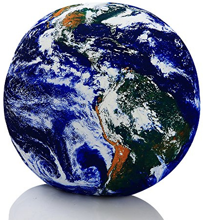 VERCART 3D Stampa Digitale Pianeta Spaziale Cuscini, Cuscino Decorativo del Sistema Solare, Morbido Cuscino Rotondo, Comodo da Pavimento per Camera dei Bambini in Stile Astronauta, la Terra, 25cm