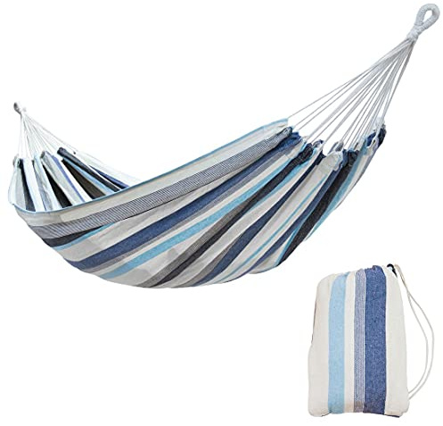 yourGEAR Maui - XL Hängematte 200 x 120 cm | Smaragd (Grün) oder Aqua (Blau) |240 kg Labor geprüft | Baumwolle | Tuchhängematte | Packtasche [Aqua]