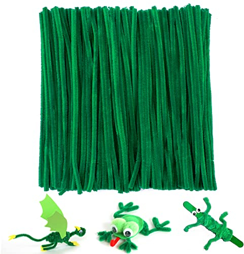 G2PLUS 200 Stück Grün Pfeifenreiniger, 6mm x 30cm Chenilledraht Pfeifenputzer für Kinder, DIY Handwerk und Weihnachtsdekoration