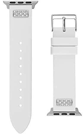 GUESS Damen-Smartwatch-Armband, kompatibel mit Apple Watch (38-40 mm), Weiß/Bling, 22 mm, Modern
