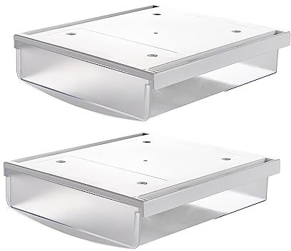 TUKA-i-AKUT 2X 1,7L Cassetti Sotto Scrivania, 21x18x5,4cmcm Autoadesivo Nascosta Cassetto Sottostruttura per Scrivania/Mobile/Libreria/Mobile da Cucina ecc. 2 Unità Glassato Traslucido TKD8608