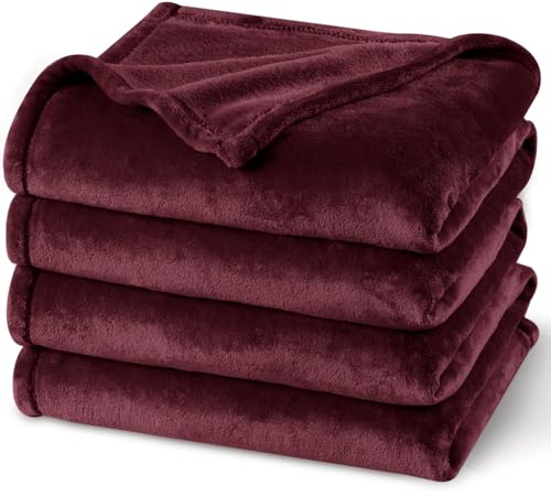 PHF Ultra Soft Fleece Blanket King Size 220x240cm, No Shed No Pilling Luxury Plush Cozy Flannel 280GSM Lightweight Throw Blanket for Bed, Couch, Chair, Sofa Suitable for All Season, Wine Red