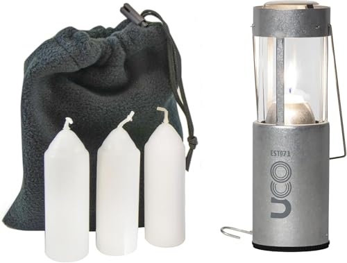 UCO Lot de 3 lanternes à Bougie Originales avec Sac de Rangement, Taille Originale, Aluminium